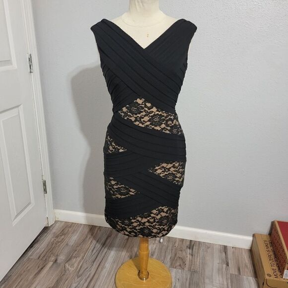 Adrianna papell lace combo cocktail dress sz 4 - Picture 10 of 10